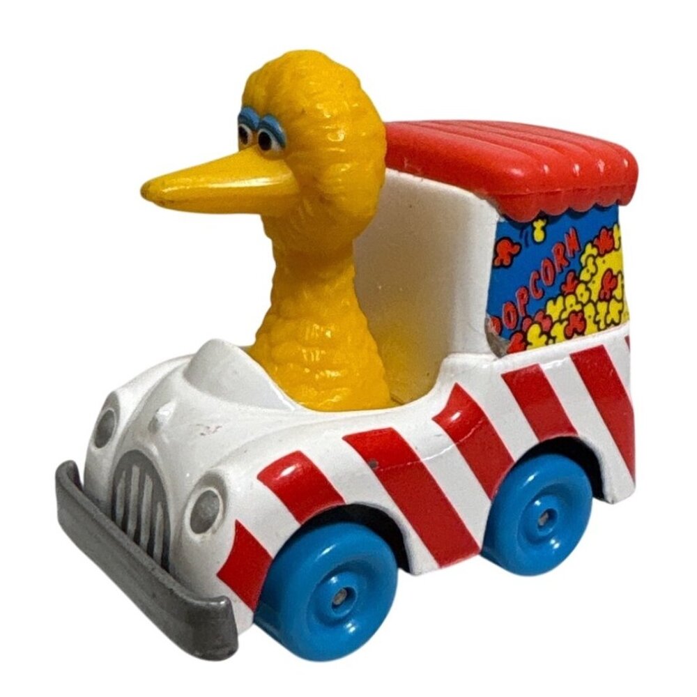 Big Bird Popcorn Car Toy 1988 Diecast Children's Television Network 2"